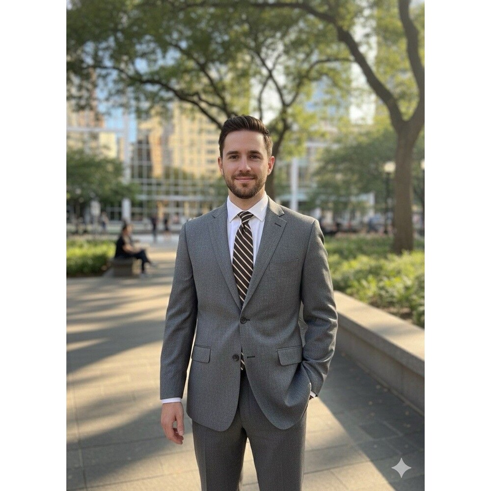 Banana Republic 2pc Suit Men’s Size 42R 34x33 Tailored Fit Charcoal Wool